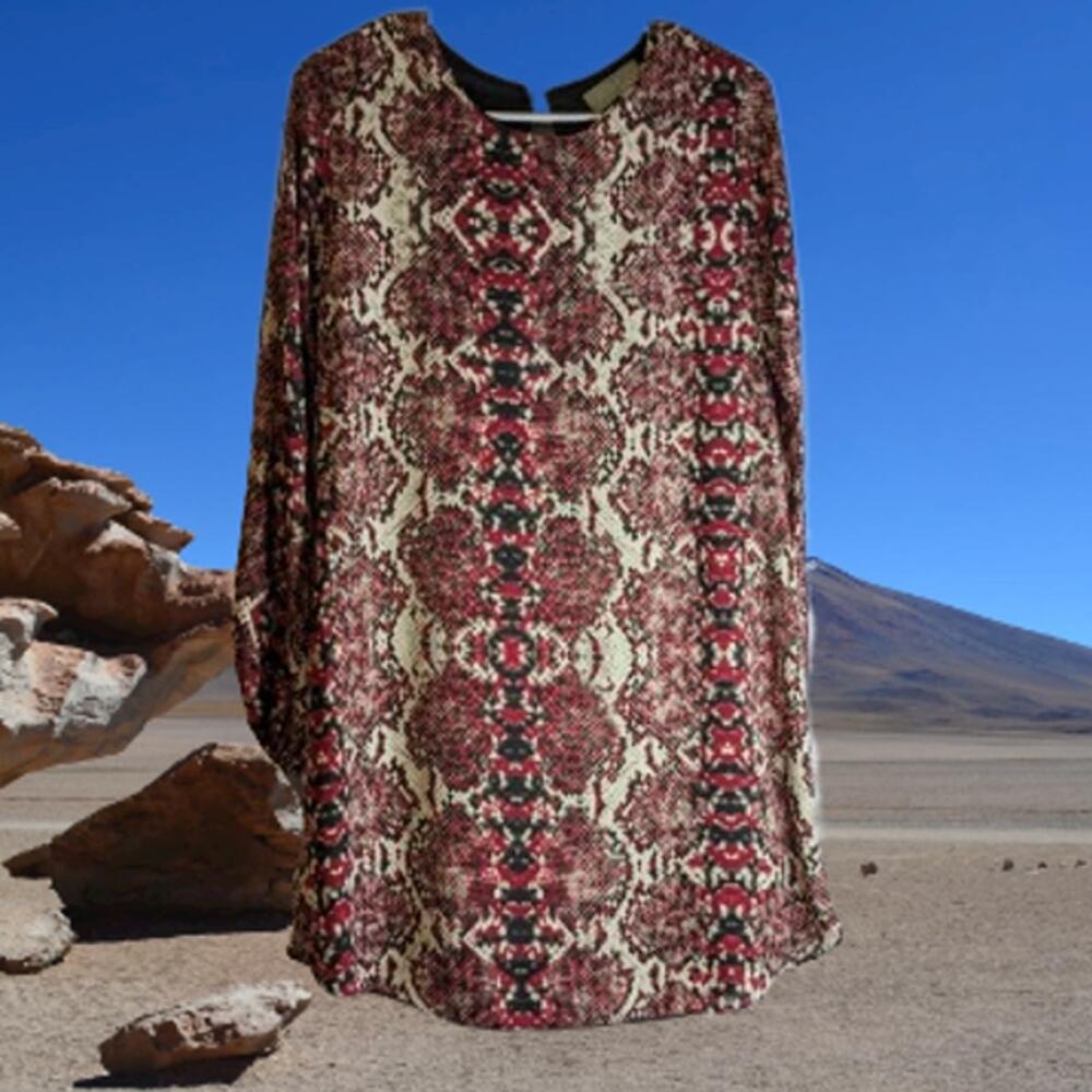 Asher by Fab Rik small long sleeve, lined, snake print dress. Fall, lightweight